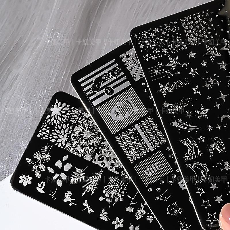 Шаблон пластины для печати на ногтях, силиконовая прокладка, стальная пластина, милый мультфильм, бабочка, цветок, маникюрный салон, профессиональный инструмент для переноса изображений