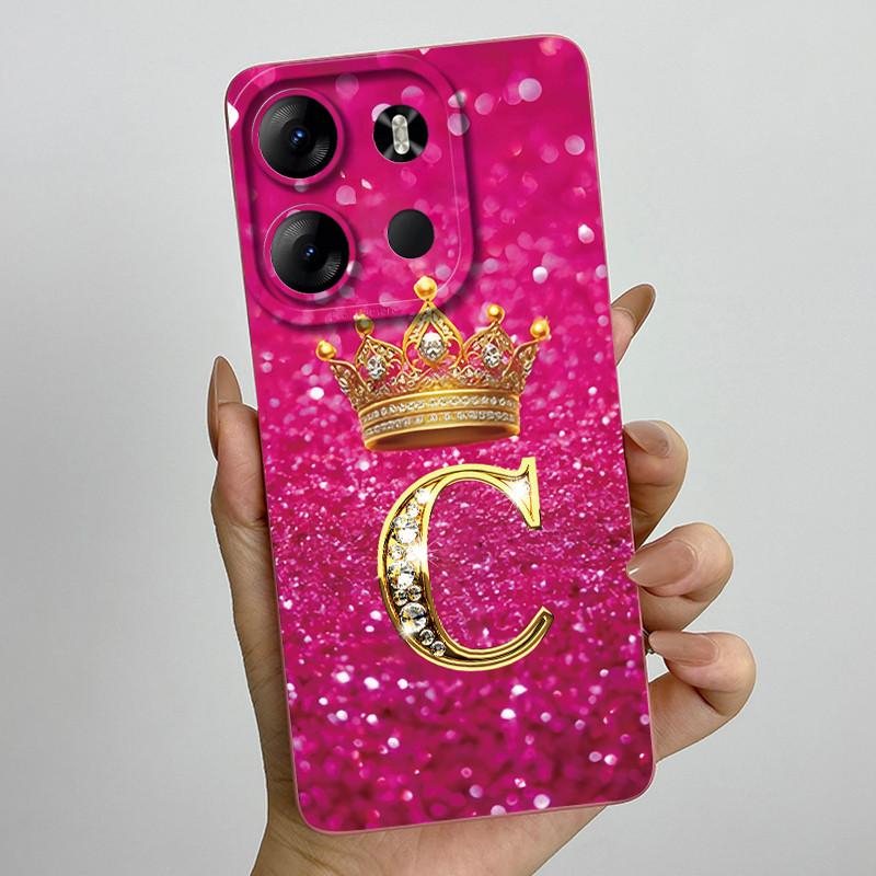 Для Tecno Pop 7 Pro Pop7 BF6 BF7 Чехол для телефона Корона Буква Задняя крышка Мягкий Жидкий силикон Fundas Для Tecno Spark GO 2023 Бампер
