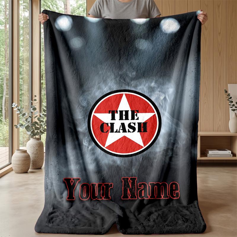 The Clash Custom Flannel Throw Blanket Print Your Name Text Soft Warm Blanket Holiday Present