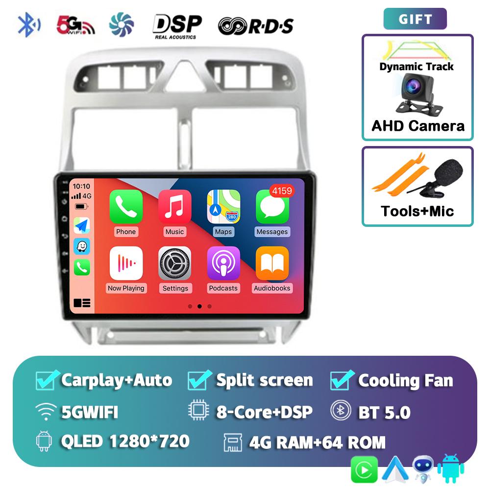 Android 14 Carplay Auto 4G+WIFI 2din Автомагнитола Для Peugeot 307 2002-2013 Мультимедийный Видеоплеер GPS Навигация Головное Устройство Стерео