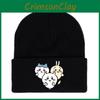 Round Chiikawa Usagi Top Dopamine Print Knit Hat For Animation Enthusiasts