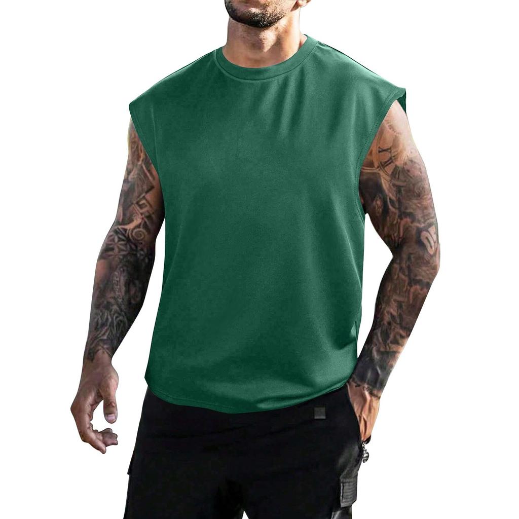 Men's Summer Mesh Solid Color Wide Shoulder Vest Men's Casual Sports Vest