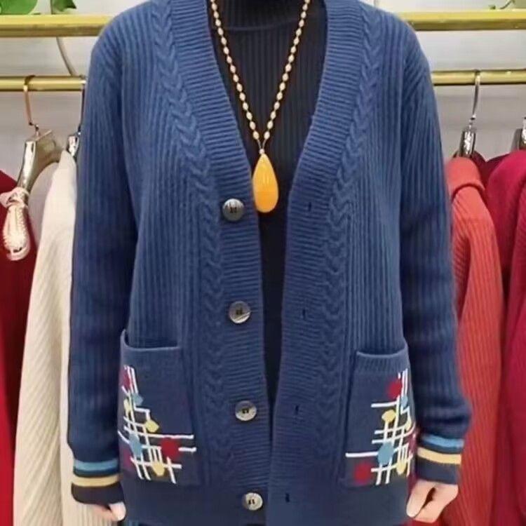 Весна Осень Женский Свитер Кардиган Пальто Мода Вышитый Короткий Вязаный Свитер Куртка Верхняя Одежда
