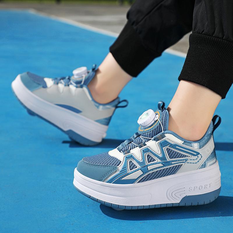 Обувь для роликовых коньков для мальчиков и подростков Съемные плоские туфли Колеса для роликовых коньков для девочек Кроссовки для детей