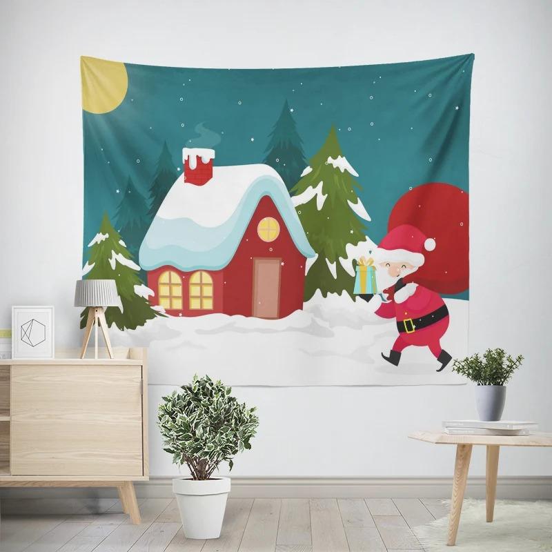 Новогодняя Рождественская Ночь Санта-Клаус Узор Гостиная Спальня Декоративный Гобелен