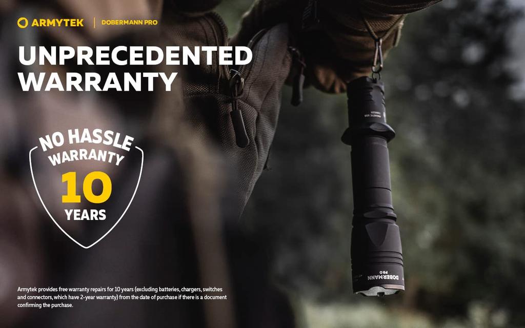 ARMYTEK DOBERMANN PRO XHP35 HI White Light Tactical Flashlight Magnetic Charging 18650 Rechargeable (Built-in Battery)