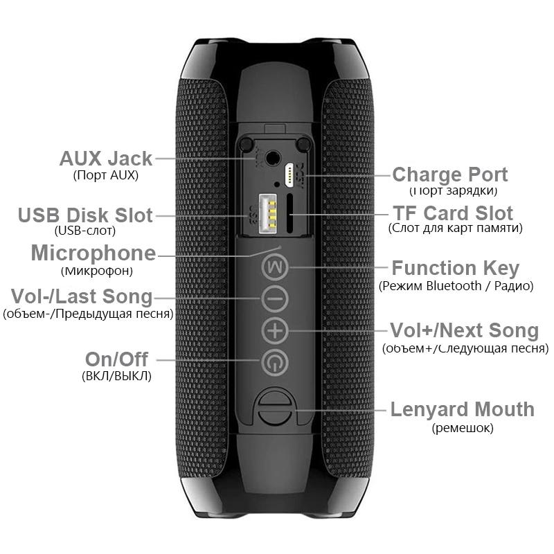 Беспроводная Портативная Bluetooth Колонка Сабвуфер Радио FM Музыкальная Звуковая Коробка Blutooth Для Bocina Акустики Громкая Связь Hifi Caixa De Som