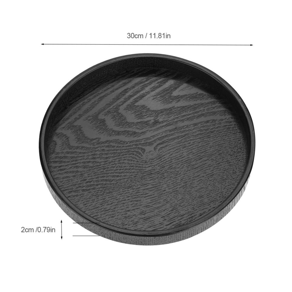 Round Shape Solid Wood Tray Black Color Tea Serving Tray Platter Wood Serving Tray Restaurant Use