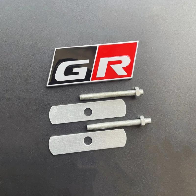 3D Metal GR Logo Car Front Grill Emblem Trunk Badge For Toyota Yaris CH R RTF6 RAV4 Corolla Revo Hilux GR Sport Sticker Accessories