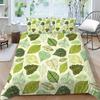 Family Bedding Single Double Bed Full Size Plant Printing Series Bedding Leaf Pattern Pillowcase and Quilt Cover Washable Home Decoration