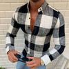 Fashion Men's Plaid Shirt Long Sleeved Cool Slim Fit Polo Shirts