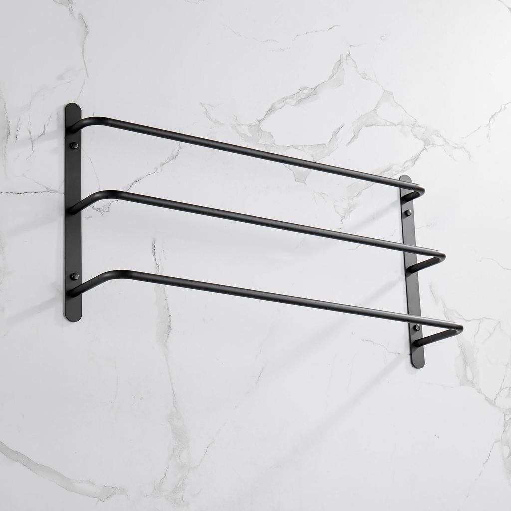 Promotion!Three Stagger Layers Towel Holder Bars Towel Rack Bathroom Accessories Set 304 Stainless Steel Matte Black
