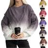Women's Casual Gradient Color Fringe Slouchy Sweater Fashion Style Sweater O-neck Top