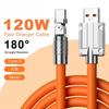 Вращающийся на 180° USB-кабель типа C, быстрая зарядка, 120 Вт, 6А, жидкий силиконовый кабель, провод для Xiaomi, Huawei, Samsung, USB Bold, линия передачи данных