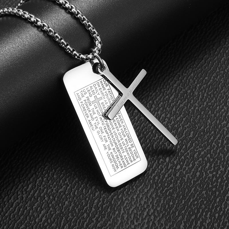 Fashion Cross Bible Men and Women Box Religious Jewelry Gift Pendant Necklace