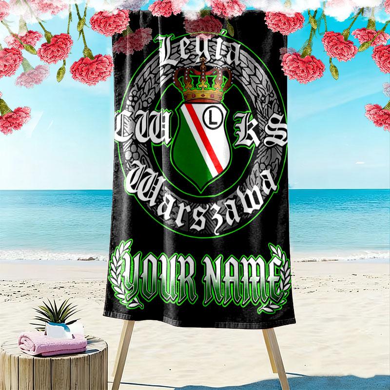 Custom Legia Warsaw Print Beach Towel, Large Soft Quick Dry Towel for Beach Camping Swimming