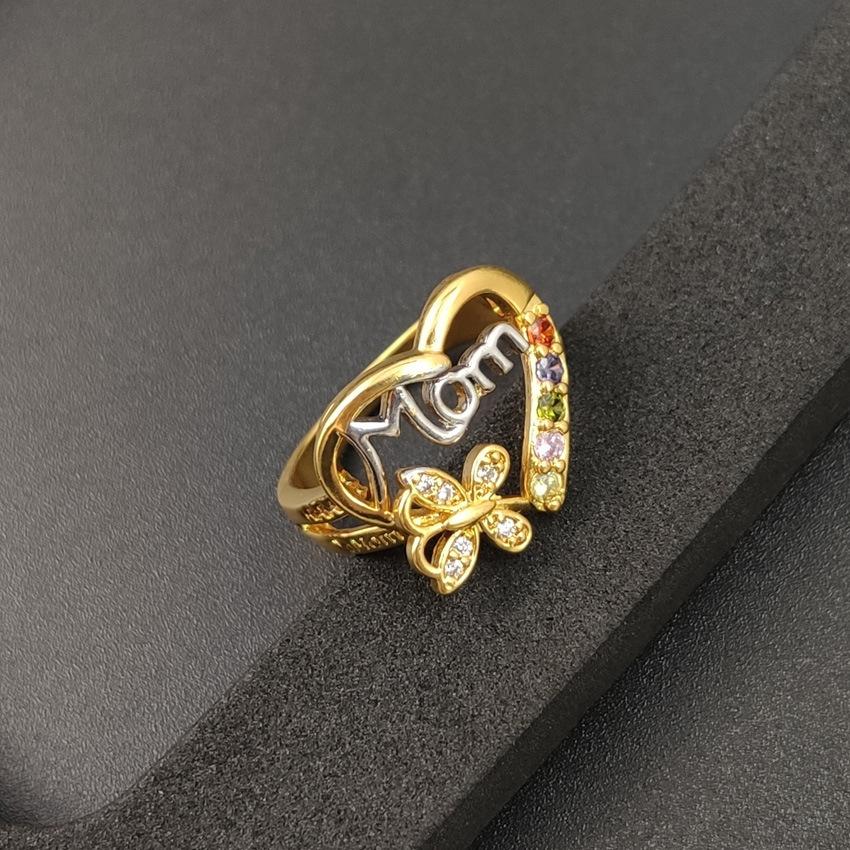 Hand-decorated Love-shaped Mother's Ring Mother's Day Gift MOM Ring