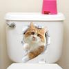 Смешные 3D наклейки на сиденье унитаза с котенком, водонепроницаемые наклейки для туалета с животными, декор для ванной комнаты и туалета