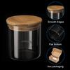 PATIKIL 10 oz Glass Jar with Airtight Bamboo Lid, Set of 2, Clear Food Storage Jars for Nuts, Sugar, Coffee Beans, and Spices (7.8x7.8cm)