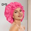 Satin Hair Bonnet for Sleeping Women Double-Layer Faux Silk Cap with Tie Curling Over Night Sleep Wrap Cap for Curly Hair