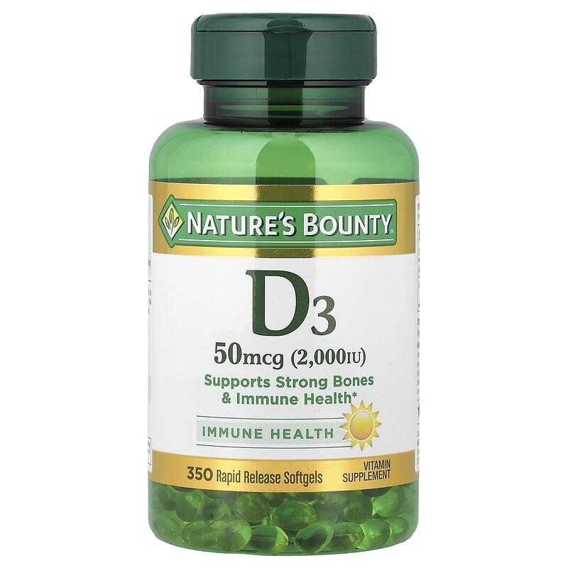 D3, 50 mcg (2,000 IU), 350 Rapid Release Softgels