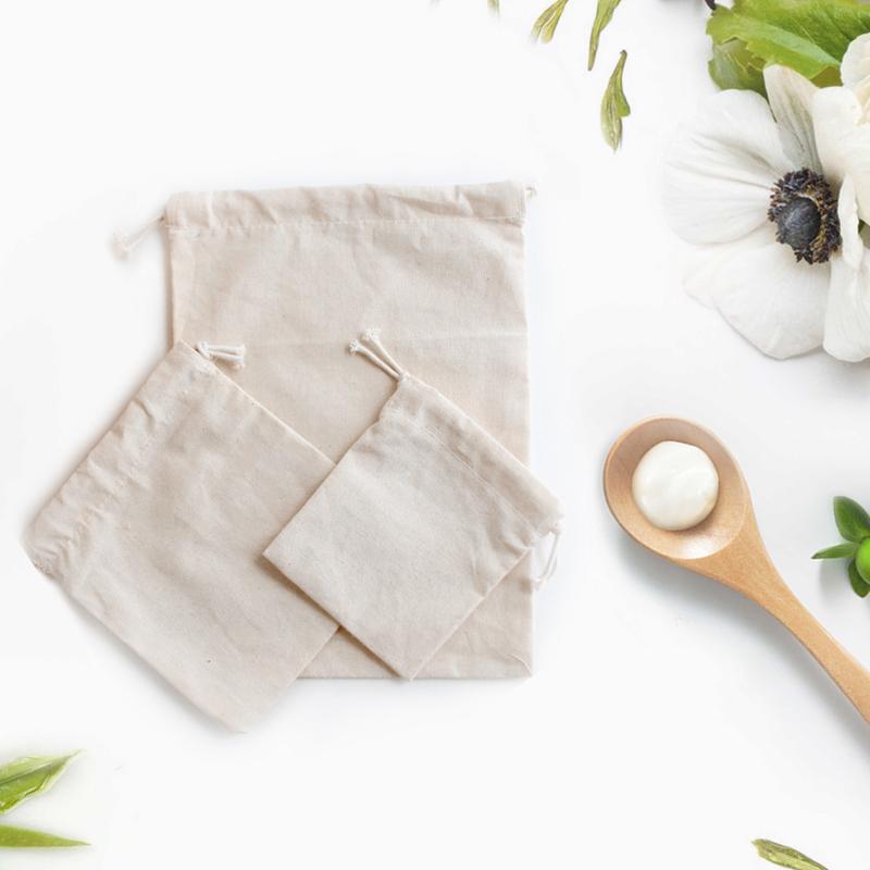 12 шт., хлопковая сумка для хранения своими руками, 4 размера, портативная, однотонная, на шнурке, дизайн, рождественский праздничный подарок