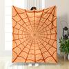 Spider Web Pattern In Orange Design Flannel Blanket for Bedroom, Living Room, Sofa, and Nap Sofas