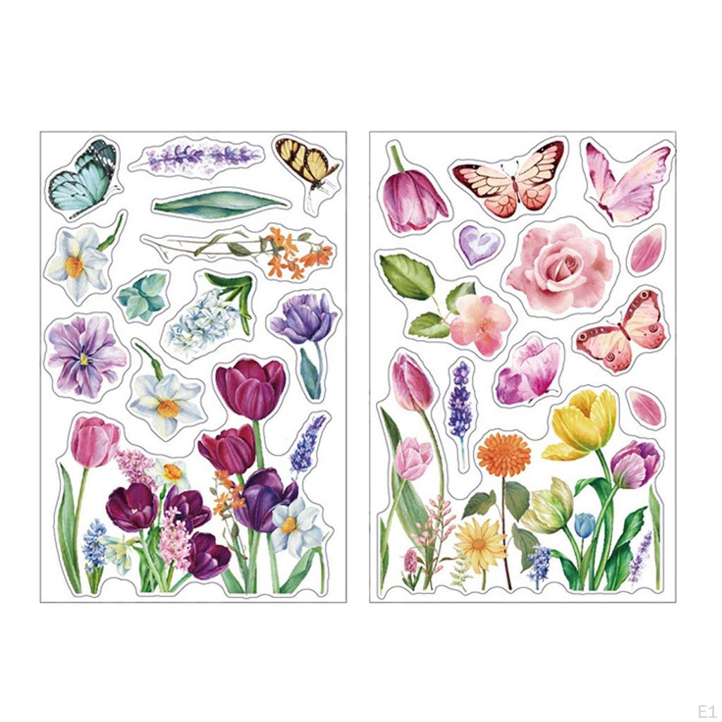 Цветочные окна цепляются Весенний декор Съемные украшения Двухсторонние наклейки Цветок-бабочка