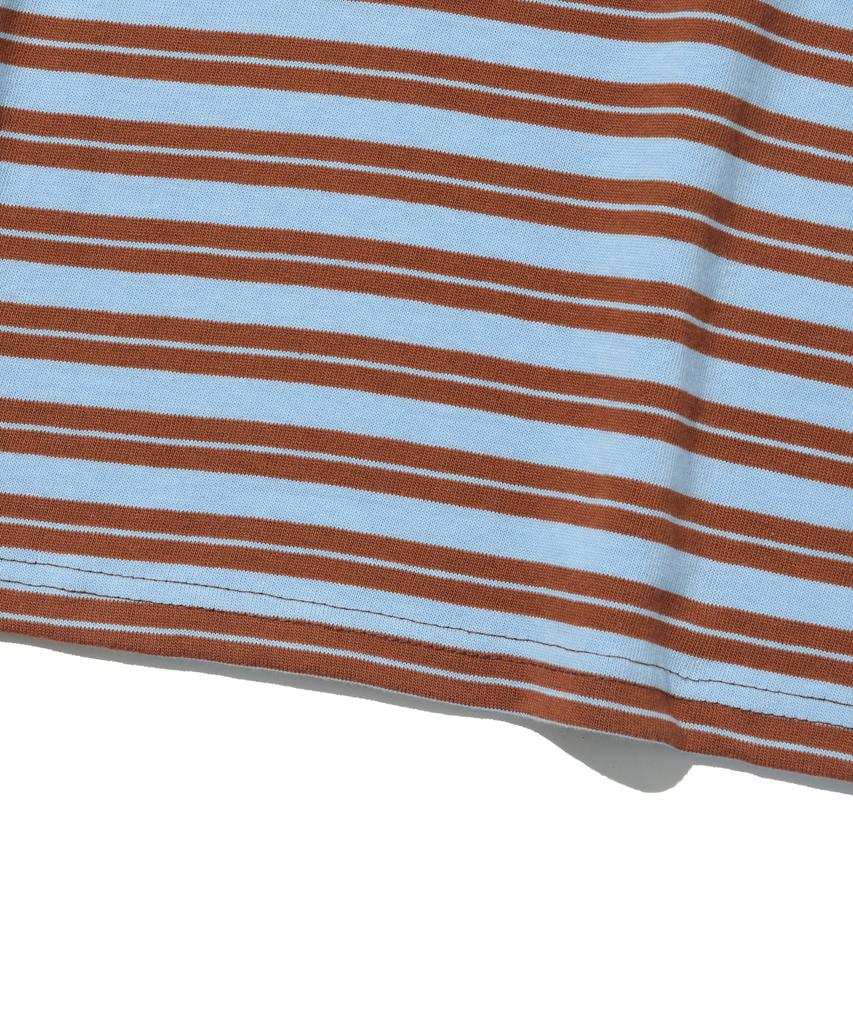 TAILOR STUDIO Oxford Striped Collared Long Sleeve Tee (Brick/Blue)