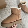 Зимние новые меховые интегрированные деревянные пряжки короткие трубы толстая подошва теплые хлопковые туфли женские с одной пряжкой шерстяные зимние ботинки