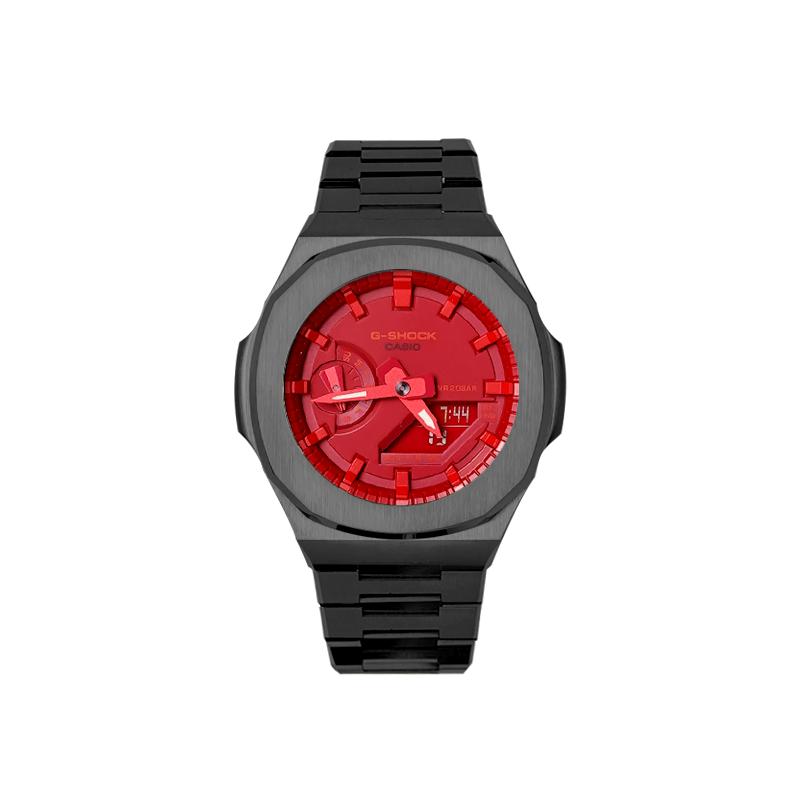 Casio Унисекс Жидкокристаллические, Аналогово-цифровые Двойной дисплей Серия 48,5 мм Красные Часы GA-2100-4A(Watch8--)