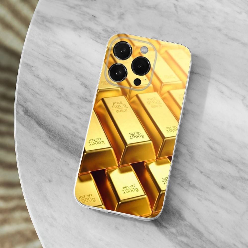 Cool Art Gold Precious Phone Case For iPhone,14,13,12,15,Pro,Max,Plus,11,17,16,X,XS,XR,SE,Mini Transparent Soft Cover