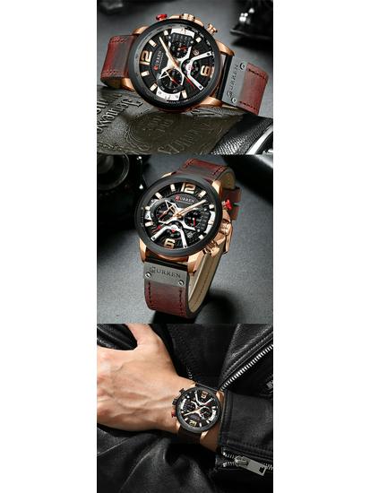 CURREN 8329 Модные мужские водонепроницаемые многофункциональные часы-хронограф с шестью стрелками и большим циферблатом