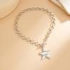 OT Buckle Chunky Chain Necklace Gold Color Clavicle Chain New Pentagram Pendant Necklace  Jewelry
