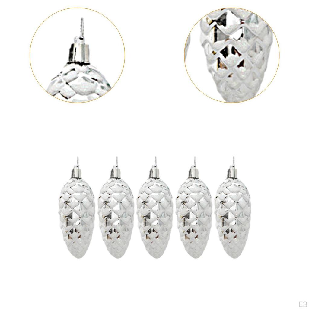 5 Pieces Christmas Tree Pinecones Ornaments Pine Cone Baubles Xmas