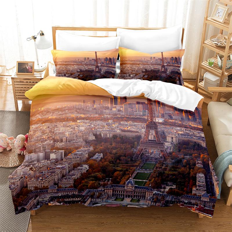 Beautiful Coastline City Duvet Cover Set 3d Digital Printing Sea Landscape Bed Linen Queen Polyester Bedding Set Fashion Design