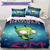 Invader Zim Pattern Bedding,Quilt Set Quilt Cover Pillowcase Home Birthday Gift (1*duvet cover+2*pillowcase,without core)ZSJT0917051