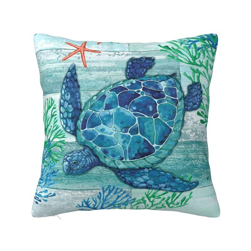 Luxury Race To Safety Sea Turtle Throw Pillow Covers Home Decorative D Print Sofa Chair Cushion Cover Polyester Cozy Pillowcase