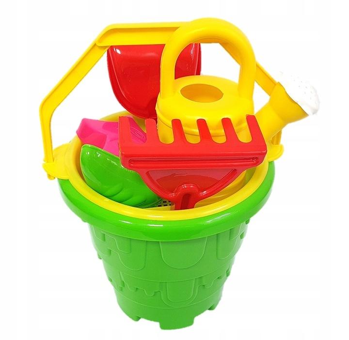 Large Sand Set, Bucket, Watering Can 7 Pieces Polish Production