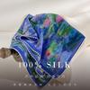 Premium design female 111% mulberry silk silk scarf classic retro silk double crepe lace square scarf oil painting style shawl