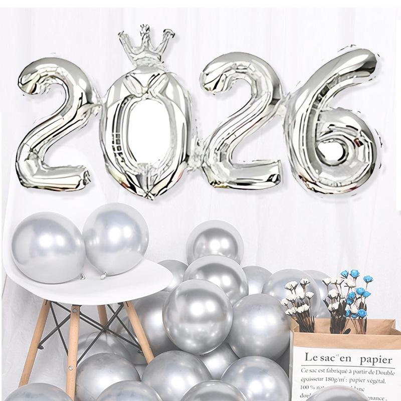 2026 Number Foil Balloons for Happy New Year Eve Party Decoration Photo Booth Props Supplies Christmas Home Decor Navidad 2026