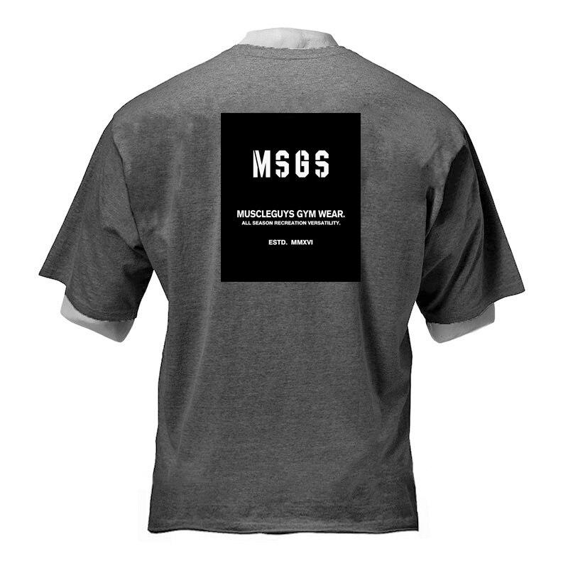 Muscleguys Мужская удобная футболка с коротким рукавом, принт на спине, летняя свободная футболка с коротким рукавом, трендовая уличная одежда для бодибилдинга