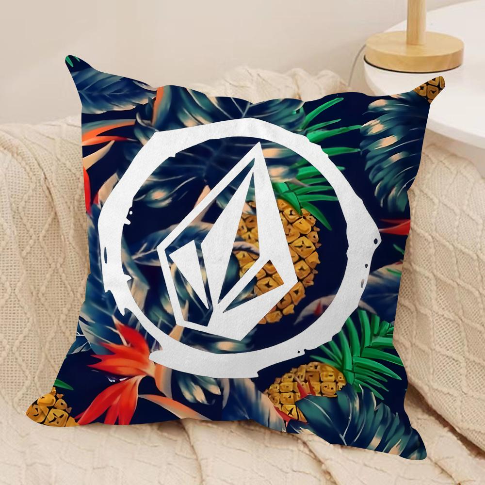 Fashion VVolcomS LOGO Cushion Cover Silky Short Plush Invisible Zipper Dustproof Sofa Pillow Case For Home Decor
