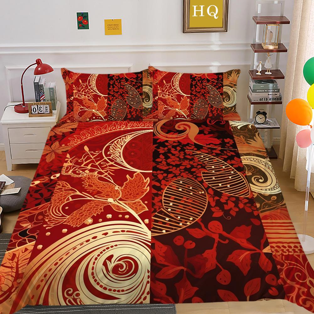 Рождественская печать 3D-печать Полиэстеровая наволочка Пододеяльник Набор из двух или трех предметов