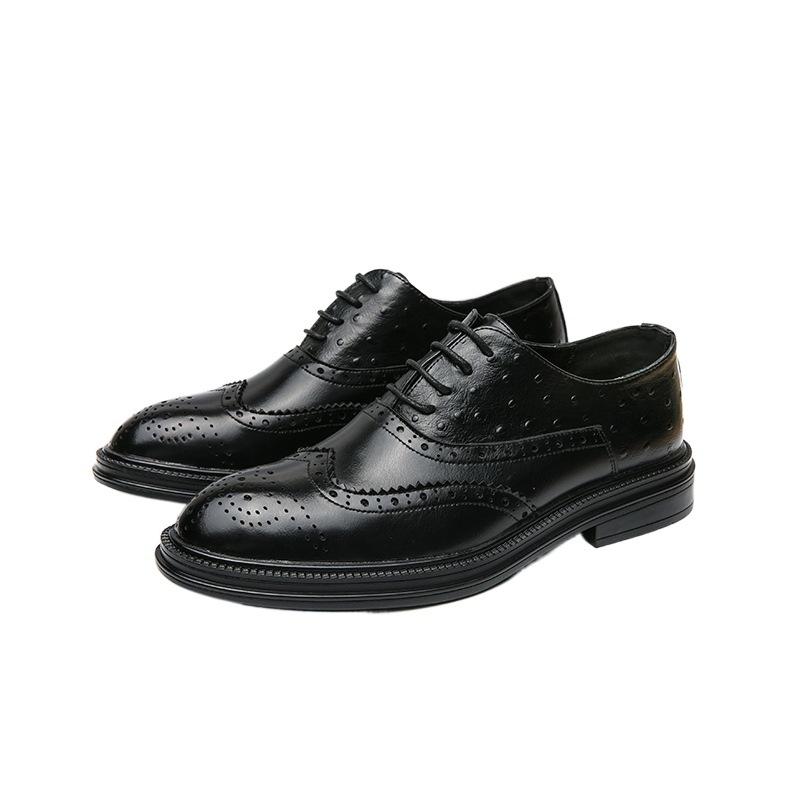 Большого размера Весенне-осенние деловые кожаные туфли Брок с цветочным узором Мужские британские оксфорды для официальных мероприятий Офисные профессиональные кожаные туфли