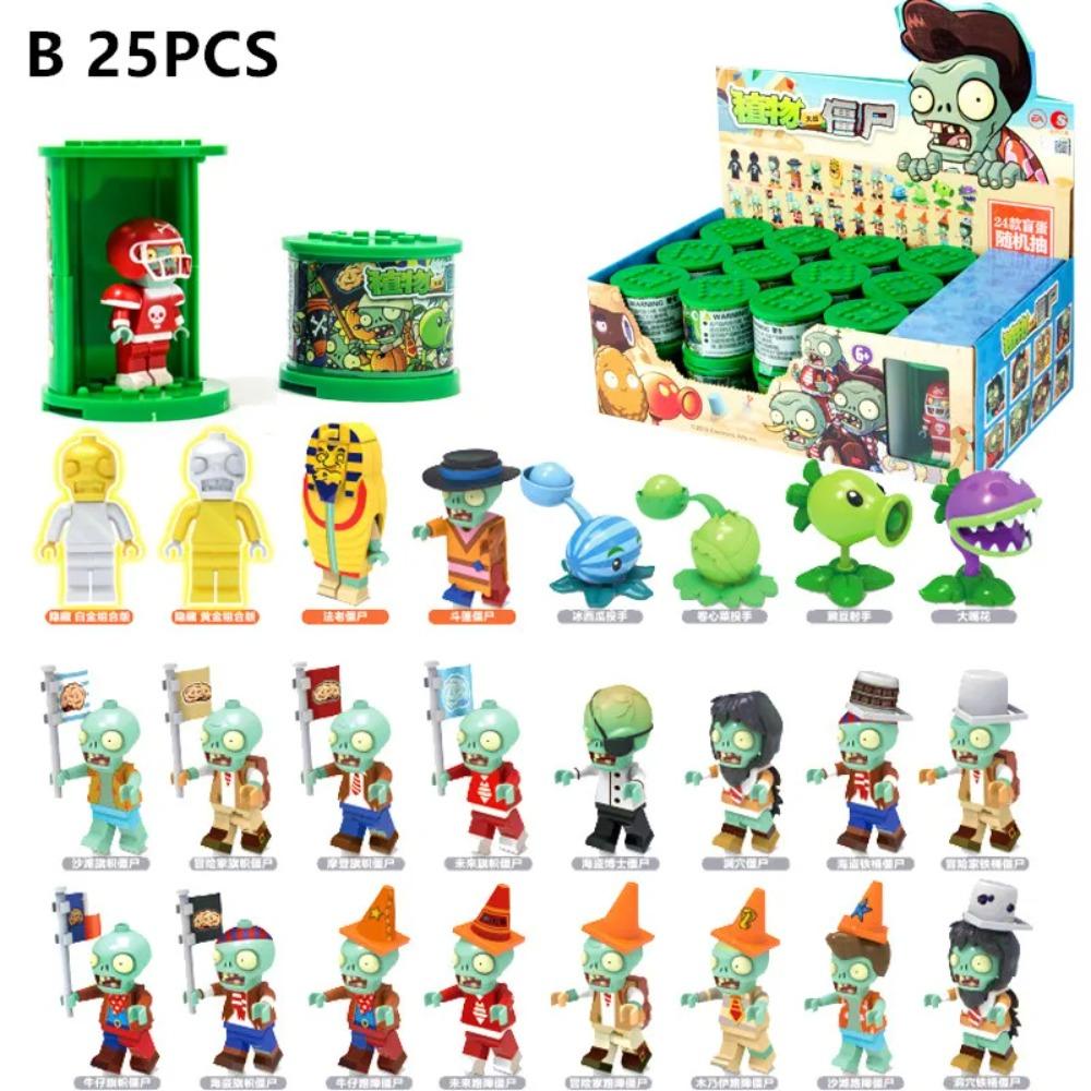 Оригинальные Строительные Блоки Plants VS Zombies Игрушки PVZ Куклы Сборная Фигурка Модель Аниме Веселые Яйца Гашапон Детские Подарки на День Рождения