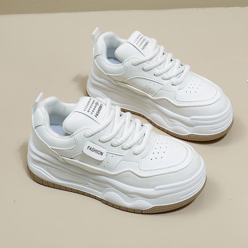 Белые туфли для женщин, новые весенние студенческие универсальные повседневные туфли, модные кроссовки с толстой подошвой