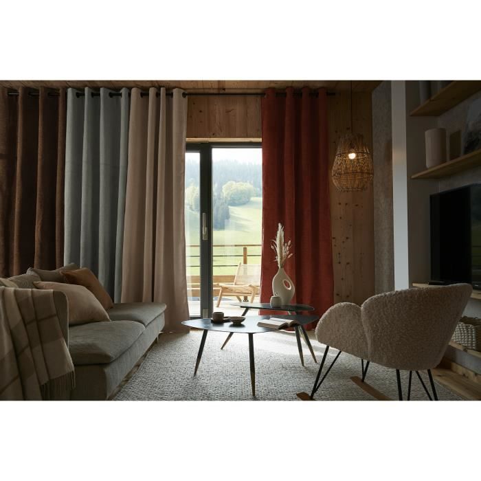 Rideau occultant - Bjorn - Terracotta - 140 x 240 cm - 100% polyester - Style scandinave