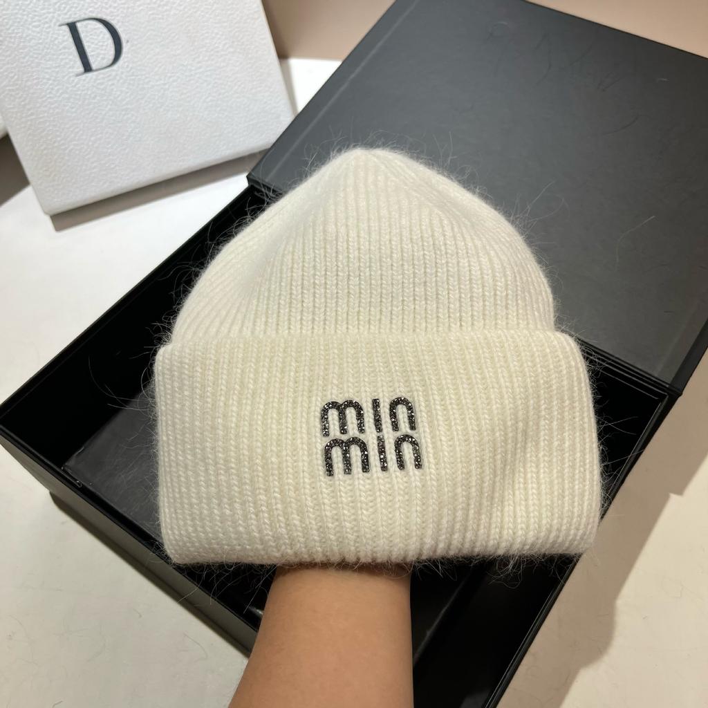 [Rabbit Fur] Min Thickened And Enlarged Double-Folded Edge Small Knitted Hat Winter Warm Plush Hat