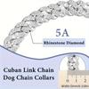 1pcs Dog Chain Collar Diamond Cuban Chain Dog Collar 13mm Wide Dog Necklace Metal Cat Chain Pet Crystal Collar Jewelry Accessories Suitable Pet